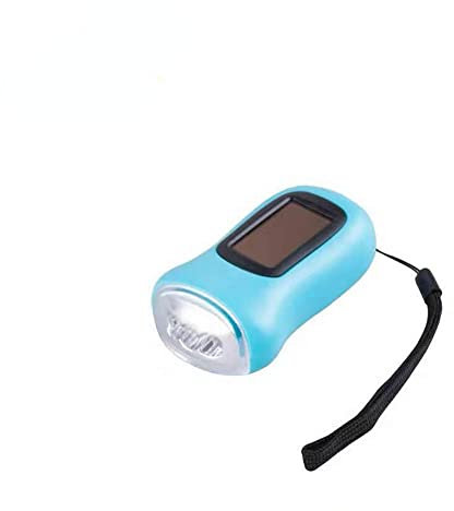 Linterna LED con manivela dinamo solar, linterna de emergencia, luz de supervivencia (azul)