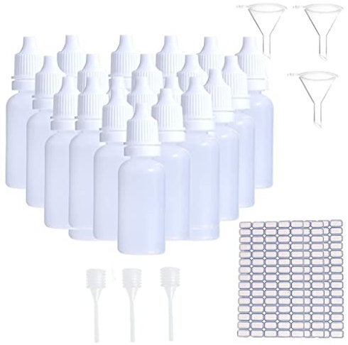 Voarge 50 PCS Plastic Dropper Bottle 15 ML, Eye Liquid Empty Refillable Squeezable Dropper Bottles for Essential Oil Diffuser, Massage, Beauty Oil Mix, 15ml White