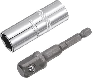 sourcing map 16mm Spark Plug Socket Set, 1/2 Drive 6 Point Deep Thin Wall with Hex Shank Power Drill Adapter