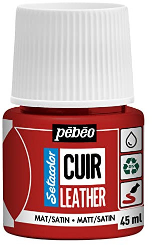 PEBEO - Setacolor Cuir - Peinture Acrylique pour Cuir et Similicuir – Personnalisation Sac, Chaussure, Sneaker- Résistance rayures, pliures, frottements - Finition Mate/Satinée - Rouge Intense- 45 ml