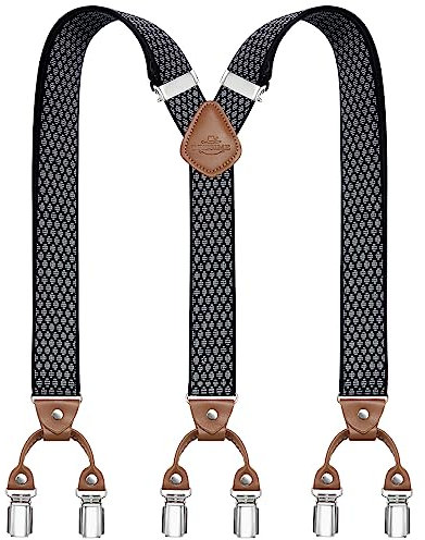 Dresime Hosenträger Herren Hosenträger für Hosen mit 6 starken Metallclips, Y-Rücken verstellbare Hosenträger Hosenträger Heavy Duty elastische Herren Hosenträger