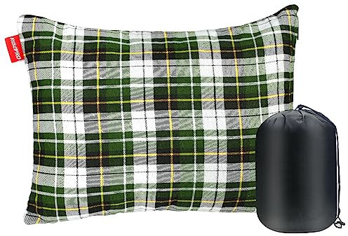 RISEPRO Oreiller de Camping en Plein air léger, Compressible, taies d'oreiller de Voyage en Flanelle, taie d'oreiller Amovible Lavable Camping et randonnée Vert