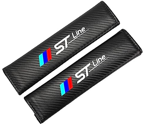 Symilov 2 Pezzi Imbottiture Protezione per Cintura di Sicurezza in Fibra di Carbonio per Auto per FO-rd ST ST-Line, Spalline della Cintura di Sicurezza Car Interni Accessori,Black