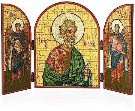 NKlaus Andreas (Apostel) Ikone Triptychon MDF-Holz 25x16cm Christlich 13803