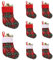 RXXR 8 Stück Schneeflocke Grün Plaid Weihnachtsstrümpfe, Hängende Strümpfe für Weihnachtsdeko Geschenk, Partydekoration Christmas