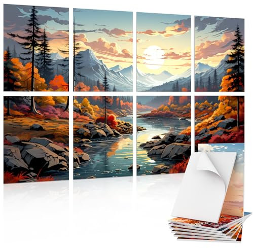 TONOR 8 Pack Art Acoustic Panel mit Selbstklebenden Wandpaneelen, 120 * 80 cm Schallabsorbierende Paneele, Dekorative Schalldichte Paneele, Akustische Behandlung für Tonstudio, Büro, Haus, Fluss