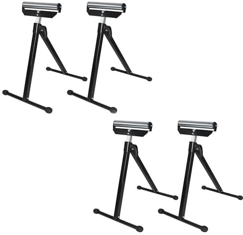 Aufun 4x supporto a rulli, regolabile in altezza, supporto a rulli 68-107CM, supporto a rulli pieghevole, fino a 60 kg, supporto pieghevole da officina, con piedini antiscivolo, nero