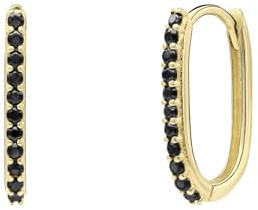 Lucardi - Damen Ohrringe aus 585er Gelbgold mit schwarzem Zirkoniabesatz - Ohrringe - 585 Gold - Gelbgold - Nickelfrei