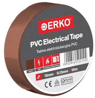 ERKO Isolierband Braun 15mm x 10m PVC Elektrische Leitungen Reparatur, Superflexibel, Extrastarke Haftung, Chemikalienresistent, Universal