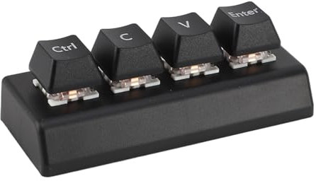 VBESTLIFE 4-Tasten Mechanische Tastatur - Kopieren, Einfügen, Makros, Strg, C, V, Eingabetaste - Einhändig, NKRO-Unterstützung, Programmierbar Mit Rotem