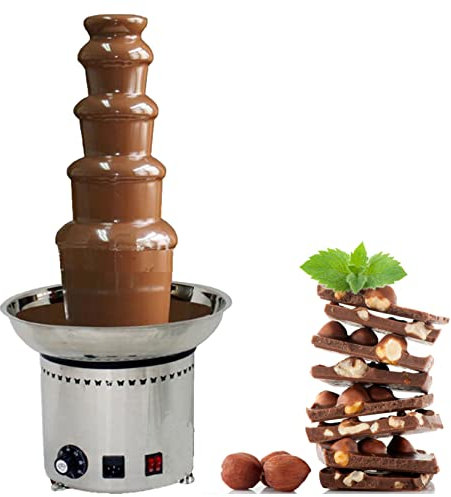 AINITAIFENG Fuente de Chocolate de 4 a 7 Niveles, máquina de fusión giratoria de Crema de Fuente de Chocolate Comercial, 30 ℃ ~ 150 ℃ Ajustable, para Restaurante de Bodas de Fiesta (5 Niveles)