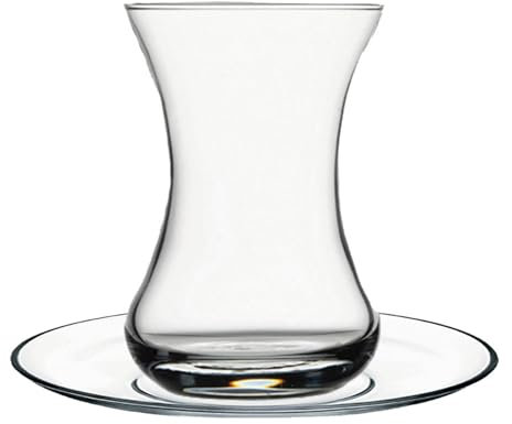 Jarsense 1Set of Turkish Teacups and Saucers,Glass Coffee Mu,Snack Pudding Saucer(125ml)
