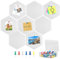 DBREAKS Tableau Liege Autocollant, 8 Pièces Tableau en Liege Mural Hexagone, Tableau d'Affichage en Liège Feutre avec 50 Broches, Plaque de Liege, pour Suspension de Photos, Décoration Murale,Blanc