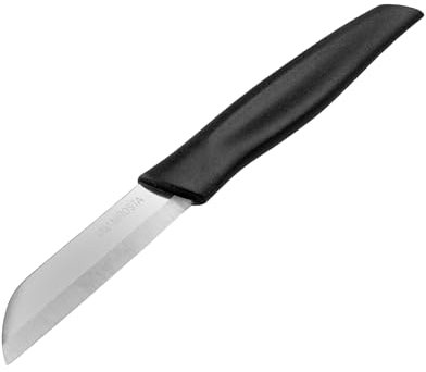 Nirosta Basic Cuchillo para Verdura 17 cm, Hoja Curva de 7 cm de Acero Inoxidable, Óptimo para Picar, Trocear y Pelar Verduras con Facilidad Mango de Plástico Negro, Agarre Cómodo, 1 ud.