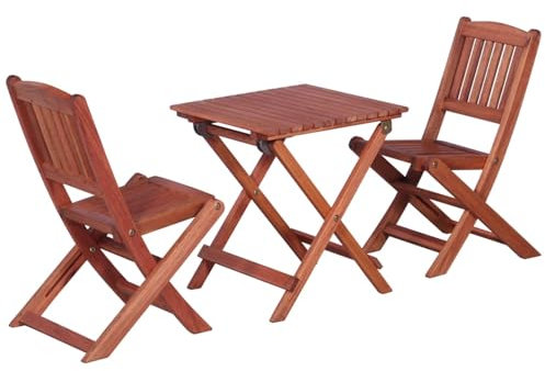 Buzaza 3-TLG. Bistro-Set GartenmöBel Set GüNstig Balkontisch Bistrotisch Garten Sitzgruppe für Kinder Massivholz Eukalyptus