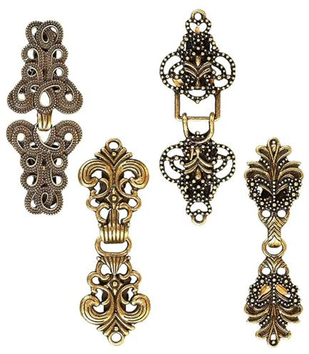 4 Stück Vintage Cardigan Clips, Metall Pullover Schal Strickjacke Clip, Antik Umhang Brosche Verschluss, Hemd Brosche Clips für Frauen Mädchen, Tragen Kragen Umhang Schals Mantel