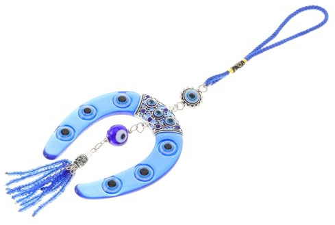 COLLBATH 2stücke Car Keychain Mit Horseshoe Charm Und Evil Eye Stilvoller Schlüsselring Für Auto Und Taschen Als Für Besondere Anlässe Blaue Ausführung