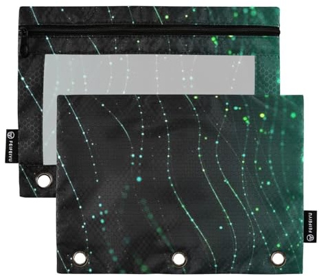 famyily Sense Technology Sense Lines Federmäppchen mit Reißverschluss und transparentem Fenster, Ringordner mit Taschen, groß und stabil, 3 Ringe, Reißverschluss, für Klassenzimmer, Schule, Bürobedarf