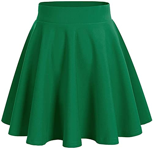 Women's Mini Pleated Tennis Skirt Aline School Girl High Waisted Basic Casual Party Skater Skirt Ladies Flared Golf Short Skirts Green S