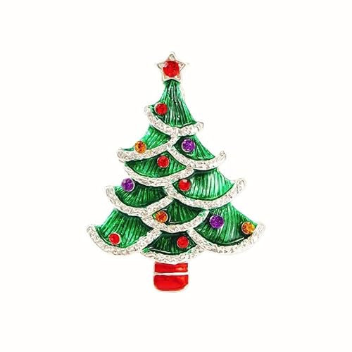 Christmas Xmas Rhinestone Brooch New Year Tree Star Snow Pin Badge Brooch Memorabilia Gift Decorations (Tree)