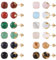 JMFENFA 12 Paar Multi natürlichen Edelstein Runde Perle Kugel Ohrstecker Gold plattiert Edelstahl Tigerauge Rosenquarz Onyx Opal Stein Ohrstecker Set für Frauen (Gold 8mm)