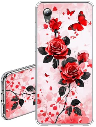 JEZSTHAI Handyhülle Kompatibel mit ZTE Blade A31 Lite Hülle Silikon Transparent Weiche Fallschutz Stoßfeste Kratzfeste Durchsichtige Schutzhülle mit Rose Aesthetic Muster