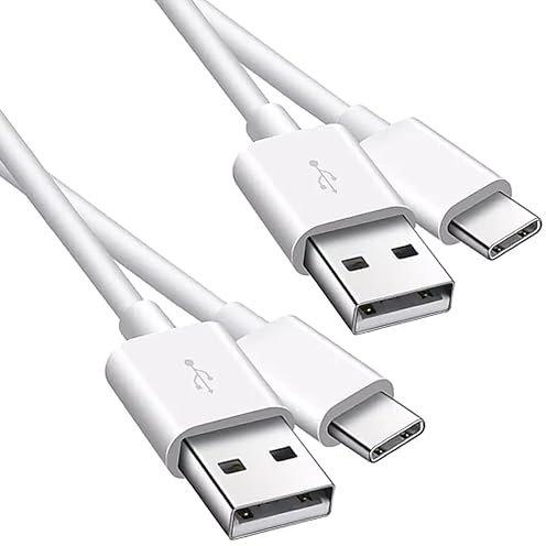 Cable de carga USB C, cable USB a USB C de carga rápida compatible con iPhone 15, Samsung Galaxy S23, S22, S21, Note 10, 9, 8, Huawei, Google Pixel, Sony Xperia, blanco (1 m + 2 m)