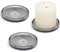 HofferRuffer Kerzenteller Kerzenständer Glas 3er Set,10cm rund Kerzenhalter,Kerzenleuchter für Stumpenkerzen,Teelichter,Grau