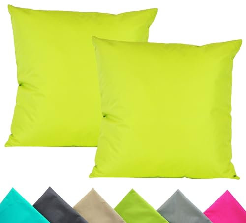 JACK 2er Set 40x40cm Outdoor Kissenhülle Kissenbezug Wasserfest Sitzkissen Lounge Kissen Garten Stuhl Lotus Effekt, Farbe:Limette