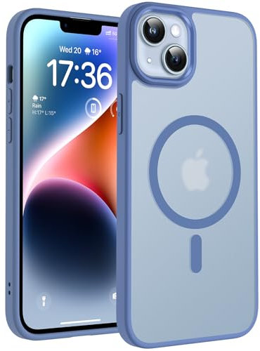 TOCOL Magnetic for iPhone 14 Plus Case 6.7-Inch, Fit for MagSafe, [14FT Military Grade Drop Tested], Shockproof Slim Anti-Fingerprint Translucent Matte Back Protective Phone Cover (Light Blue)