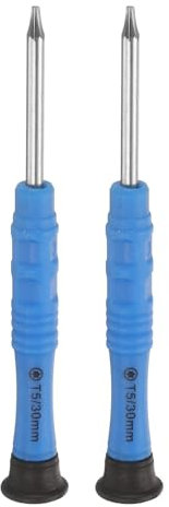 QUARKZMAN 2 Stück Schraubendreher T5, 86mm Länge Mini Schraubenzieher Screwdriver Kohlenstoffstahl mit Ergonomischem Griff für DIY Reparaturen, Blau