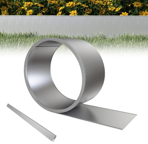 XMTECH Bordure de pelouse en métal galvanisé - 15 cm de haut - Pour délimiter les parterres de fleurs, les arbres, les jardins de gravier - Flexible - 20 m