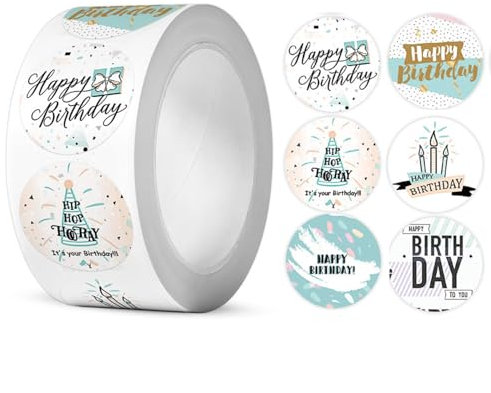 YUNYU 500 Stück Happy Birthday Aufkleber Großpackung für Scrapbooking, Geschenkverpackungen, Partydekorationen, Basteln, Umschläge und Kuchenaufsätze, lustiges Geburtstagsparty-Zubehör (verschiedene