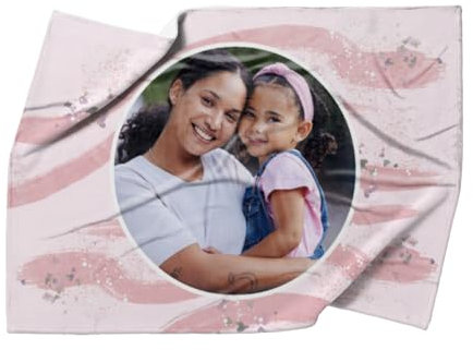 Kuscheldecke rosa 200 x 140 cm - mit Foto personalisierbar - Fotodecke selbst gestalten - Geschenkidee Muttertag, Geburtstag - Pinselstriche Hearts Rose