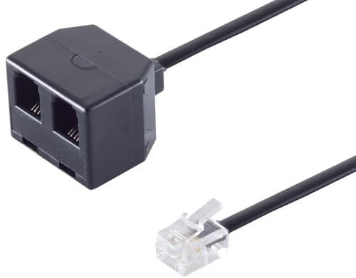 1aTTack.de 1x 0.15m - RJ10 Stecker auf 2x RJ10 Kupplung Adapter 0,15m Vergoldete Kontakte ABS Gehäuse Ungeschirmt
