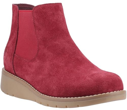 Hush Puppies Leonie Suede Women's Burgundy Flat Chelsea Boots
