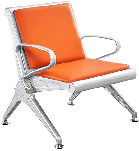 QSNYJPL 1-Sitzer Besucherstuhl, Wartezimmer Stühle mit PU-Kissen, Besucherstühle Büro mit Arm- und Rückenlehne für Airport Market Bank Hospital School(Orange)