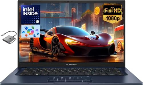 ASUS Ordinateur portable Intel 10-Core i5 (jusqu'à 4,6 GHz), 16 Go de RAM 512 Go SSD, pavé numérique et webcam privée, WiFi, BT 5.1 Windows 11 Pro avec accessoire GM