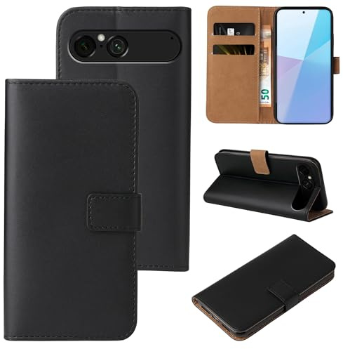 LBH Handyhülle für Sony Xperia 10 VII mit Karten- und Geldfach Smartphone Hülle mit Standfunktion Flip Case Wallet Schutzhülle Magnetverschluss Schwarz