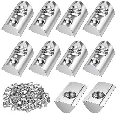 80 tuercas deslizantes M6 ranura T 20 para perfil 20x20 impresora 3D CNC | Tuercas con bola de resorte compatibles con perfiles aluminio estándar europeo para equipos CNC e impresión 3D