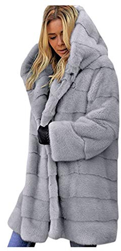 Giacca di peluche da donna, lunga, elegante, cappotto invernale da donna, caldo, aperto, in pelliccia sintetica, con coulisse, con tasche, cappotto per le mezze stagioni, grandi dimensioni