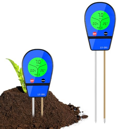 PUTAII Bodenmessgerät 3-in-1,Bodentester für pH, Feuchtigkeit und Temperature, Boden Feuchtigkeitsmesser für Gartenarbeit,Rasen,Landwirtschaft und Außen Pflanzen