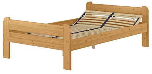 Erst-Holz®Massivholzbett Einzelbett Holzbett 120 x 200 cm Kiefer in EichentonFederholzrahmen inkl.