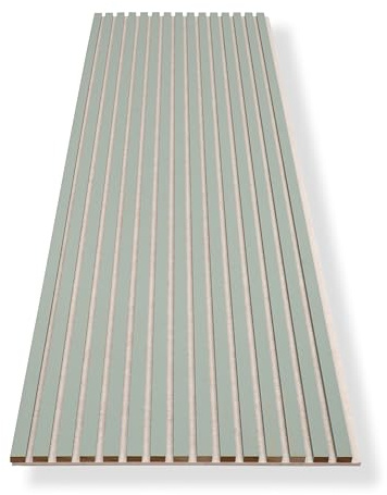 HAGEFOL® Akustikpaneele Holz 240x60 cm, Farbe: Salbei, Filz: Beige, Wandpaneele Holz, 3D Lamellenwand aus Holzfurnier auf Akustik Filz, Akustikpaneele 2400x600 mm