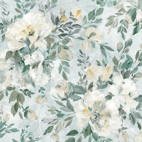 Laura Ashley Elowen Peony Pale Teal Wallpaper
