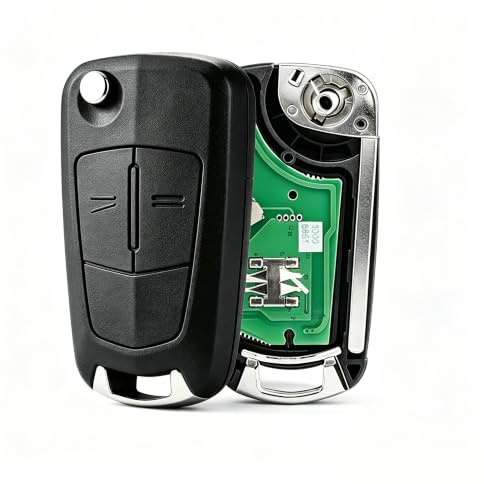 Hkxydems 2 Button Flip Remote Key for Vauxhall Corsa D Meriva B Key Fob | 433MHz Delphi System, ID46 Chip, HU100 Blade, for Corsa D 2007-2014 & Meriva B 2010-2014