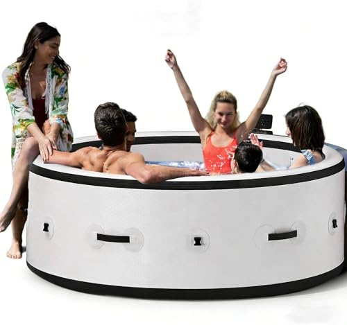 Vasca idromassaggio gonfiabile in PVC di alta qualità da 206 x 70,9 cm, per 6 persone, spa esterna rigida portatile con 150 getti massaggianti, pompa di riscaldamento intelligente, circolazione e