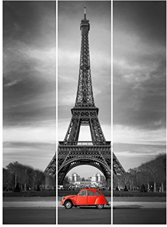 Bilderwelten Schiebegardinen Spot on Paris Flächenvorhang, Wandhalterung 3X á 250 x 60cm