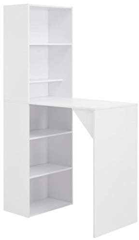 Festnight Bartisch mit Schrank | Tresen Bartresen Stehtisch mit Stauraum | Tisch Tresentisch Bistrotisch Küche | Weiss 115 x 59 x 200 cm Spanplatte
