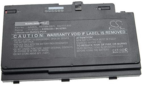 vhbw Batterie Remplacement pour HP 852527-221, 852527-242, 852711-850, AA06XL, HQ-TRE pour Ordinateur Portable Notebook (8300mAh, 11,4V, Li-ION)